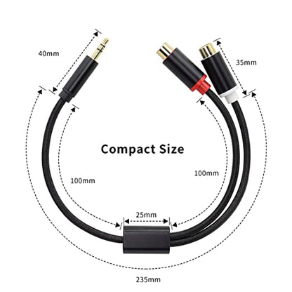 YACSEJAO 3.5mm to RCA Cable 24CM RCA to Aux Cable 3.5mm Male to 2RCA Female Adapter for Headphone, MP3, Tablet, Speaker, HDTV, Phone and More(RCA to 1/8"/24CM) - color: RCA to 1/8"/24CM