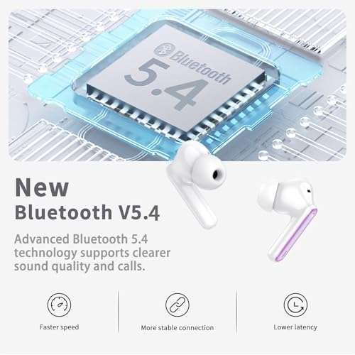 Wireless Earbuds, 2026 Bluetooth 5.4 Ear Buds in Ear with 4 ENC Noise Cancelling Mic, New Wireless Earphones HiFi Stereo Deep Bass 40H Playtime, In-Ear Bluetooth Earbuds LED Display IP7, Violet - color: Violet