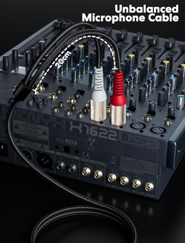 VIOY 3.5mm TRS to Dual XLR Male Cable, Unbalanced Microphone Cord, 6.6 FT | multi-layer shielding noise reduction, nylon braided mic Y splitter, splits stereo signal to L/R mono XLR channels - size: 6.6FT