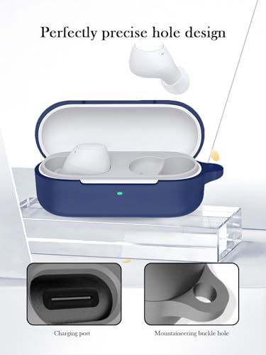 Case for Sony WF-C510 Truly Wireless in-Ear Bluetooth Earbud,Soft Protective,Shockproof, BOVUGAC Silicone Case Cover with Keychain & Cleaning Kit & Lanyard-Blue - color: Blue