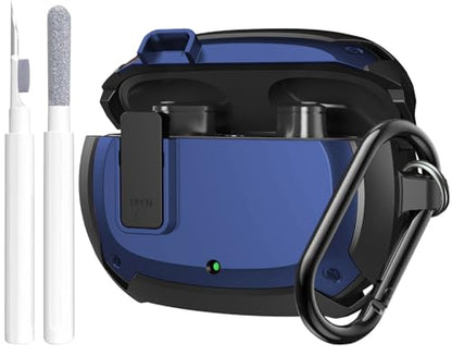 Compatible Beats Studio Buds 2021/Buds+ Case 2023, [Secure Lock] Cool Beats Studio Buds Plus Protective Cover with Keychain&Cleaner kit for New Beats Studio Ear Buds Case - Black/Blue - color: Black/Blue+Pen