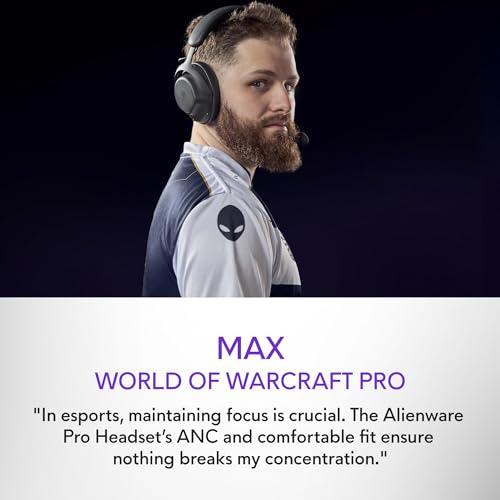Alienware Pro Wireless Gaming Headset, ANC | 2.4GHz Radio, 50mm Graphene Drivers, Hi‑Res Audio, 20Hz‑40kHz, Transparency Mode, Dark Side of the Moon - color: Dark Side of the Moon