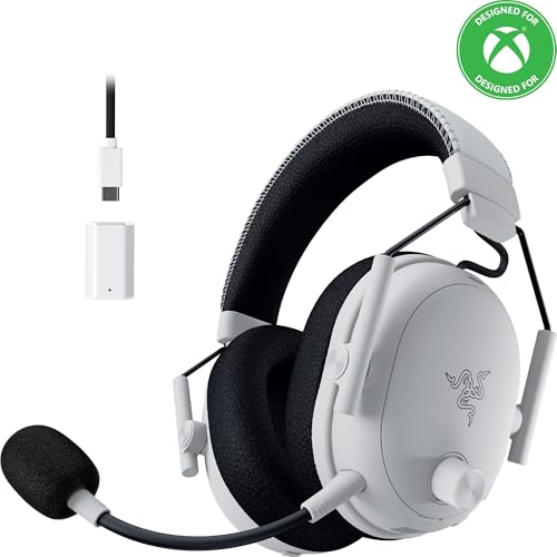 Razer BlackShark V3 Pro Wireless ANC Xbox Gaming Headset, White | Full Band Mic, 50mm Drivers, 2.4 GHz, Bluetooth, USB, 3.5mm, Works with PC, Mac, PS5, Nintendo Switch, 70 Hr Battery - color: White, style: Xbox