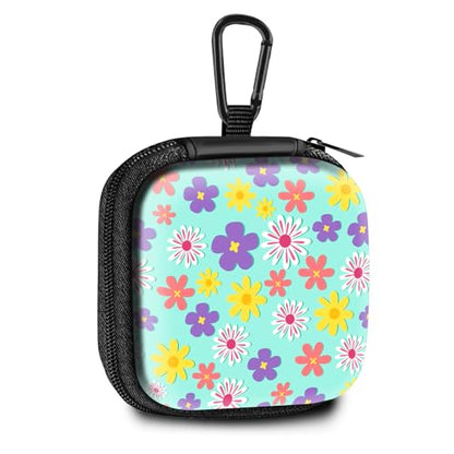Square Data Cable Earbud Charger Coin Storage Bag Shockproof and Drop-Proof EVA Material Compatible with AirPod(Small Flowers) - color: small flowers