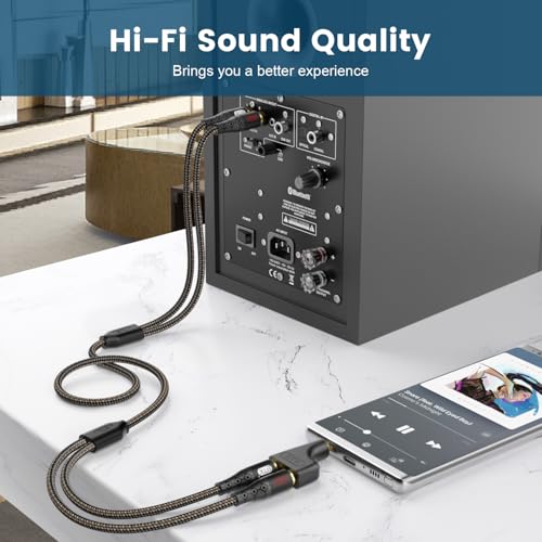 EMK 3.5mm to RCA Female 2-Pack RCA Female to Aux Audio Adapter HiFi Sound Headphone Jack Adapter Metal Shell Y Splitter Auxiliary Cord 1/8 Connector for Phone Speaker MP3 Tablet HDTV