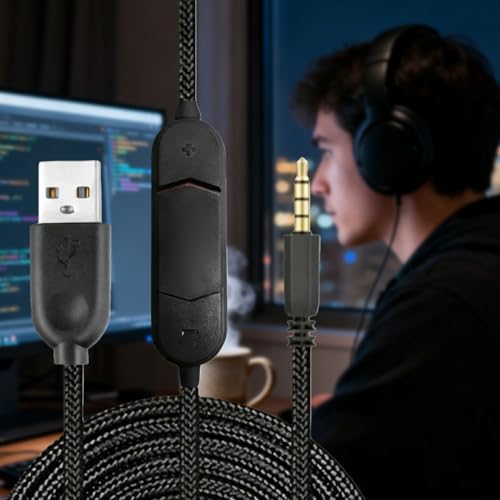 USB Sound Card 3.5mm Auxes Headphone Cable with Inlines Volumes Control and Microphones Mute Switches for PC Gaming Mobi