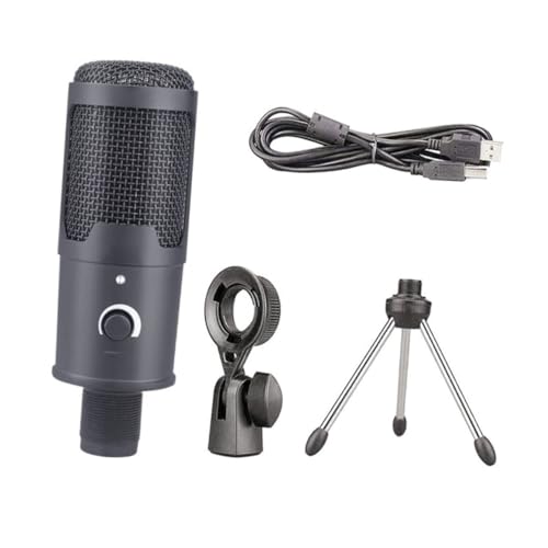Kisangel USB Condenser Microphone Set for Streaming and Gaming Cardioid Polar Pattern Laptop Compatible Mute Button and Headphone Jack for Video Calls and Podcasts Style