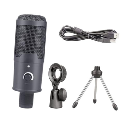 Kisangel USB Condenser Microphone Set for Streaming and Gaming Cardioid Polar Pattern Laptop Compatible Mute Button and Headphone Jack for Video Calls and Podcasts Style