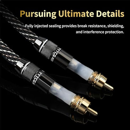 Audiophile HiFi RCA Coaxial Audio Cable 1.64ft - RCA Male to Male | 4N OFC Core, 24K Gold-Plated Plugs, Nylon Braid, Ferrite Core, Dual Shielded Digital Coax Cable for Amplifiers, CD, Turntable - size: 1.64ft/0.5m