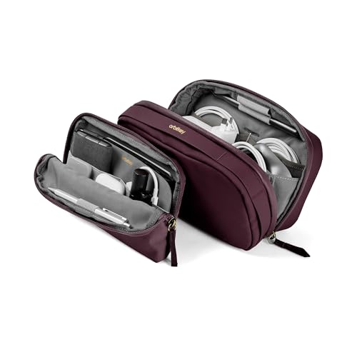 Orbitkey 2-in-1 Tech Accessory Pouch - Plum | Detachable Slim Sleeve | Organizes Cables & Chargers | Water-Resistant Fabric | Travel Ready - color: Plum