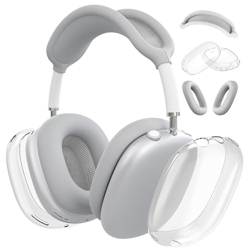 Silicone Case Cover for AirPods Max, Clear Soft TPU Ear Cups Cover, Grey - color: B7-Gray