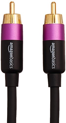 Amazon Basics Subwoofer RCA Audio Cable for Amplifiers, Active Speakers with Gold-Plated Connectors, S/PDIF, Digital Audio, 35 Feet, Black - size: 35 feet