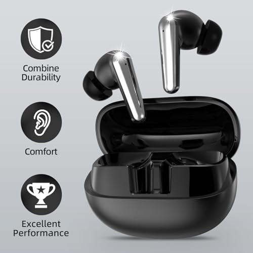 Wireless Earbuds 2 Pack, ANC in-Ear Bluetooth Headphones, Big Bass Durable, Lightweight Design for Noisy Factories, Gym, and Travel, 60 Hour Long Playtime (Glossy Black) - color: Glossy Black