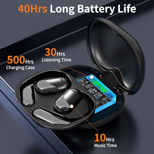 Q16 PRO Wireless Translation Earbuds with 70 Hour Bluetooth 5.4 Sports, Open wear, Wireless Bluetooth Smart Touch Screen, Ear Cup Earbuds with Ear Hooks, IPX5 Waterproof (Black) - color: Black