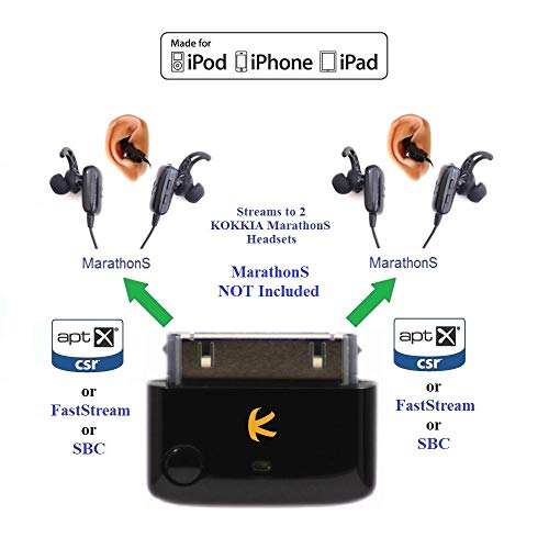 i10_Pro (Black) : Bluetooth Transmitter Splitter with aptX/Low-Latency aptX/FastStream/SBC codecs, Compatible with 30-pin iPod,iPhone,iPad. Compatible with AirPods. Compatible with Bose, etc.