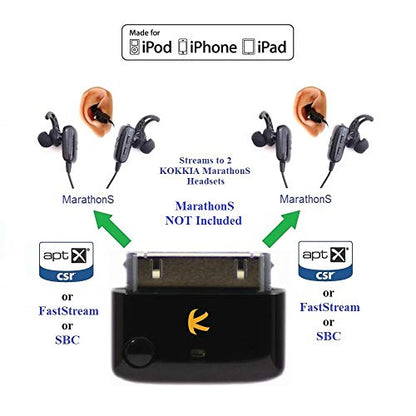i10_Pro (Black) : Bluetooth Transmitter Splitter with aptX/Low-Latency aptX/FastStream/SBC codecs, Compatible with 30-pin iPod,iPhone,iPad. Compatible with AirPods. Compatible with Bose, etc.