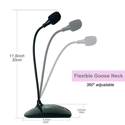 USB Microphone, 360 Degree Adjustable Gooseneck Design | PC Microphone with Mute Button & LED Indicator, Noise-Canceling Technology, Plug & Play, Compatible with Windows & MacOS