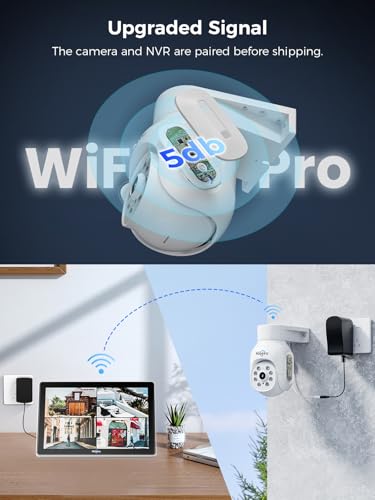 Hiseeu Wireless Security Camera System, 5MP Outdoor Cameras with 10" LCD Monitor 4-Cam Kit, 1TB HDD, Plug & Play NVR, Auto Tracking, 2.4G/5GHz WiFi, 2-Way Audio, Color Night Vision, No Monthly Fees