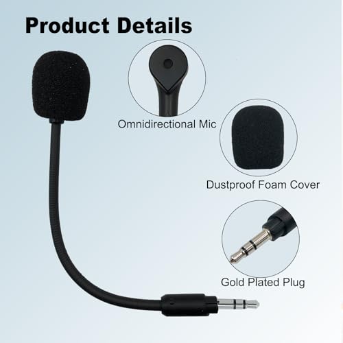 3.5mm Replacement Mic for Logitech G233 G433 Gaming Headset | Detachable Noise Cancelling Microphone, for PC, Xbox One, PS4, PS5