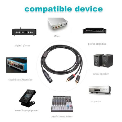 10 FT Female XLR to Dual RCA Y Splitter Patch Cable,Unbalanced XLR Female to 2 RCA/Phono Plug Stereo Audio Interconnect Duplicator Lead Y-Cable Adapter - size: 10 FT