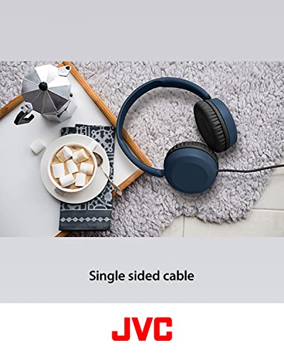 JVC Lightweight On Ear Headphones with Powerful Sound, Integrated Remote & Mic for Smartphones - HAS31MB (Black), Medium