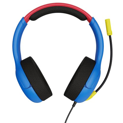 PDP Gaming AIRLITE Stereo Headset with Mic for Nintendo Switch/Switch Lite/OLED - Wired Power Noise Cancelling Microphone, Lightweight, Soft Comfort On Ear Headphones 3.5mm Jack (Mario Dash Blue)
