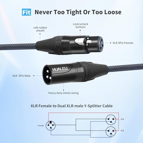 2FT XLR Female to Dual Male Y Splitter Cable, XLR Y Cable Splitter 1 Female to 2 Male for Micphone Mixer- 2Pack - color: XLR 1 Female to 2 Male, size: 2Ft*2Pack