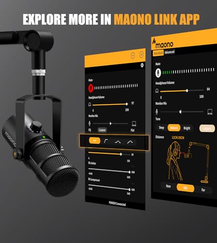 MAONO Dynamic Microphone with Headphones, USB/XLR Podcast PC Mic for Broadcast, Recording, Streaming, Gaming, Studio, PD400X, BA37, MH601