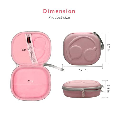 XANAD Hard Case for Bose QuietComfort, QC Ultra, QC 45, QC 35, QC45 SE, QC SE or Skullcandy Crusher Evo, Hesh ANC, Hesh Evo, Crusher ANC 2, Crusher, Riff 2 Noise Headphones（Outer Pink +Inner Pink） - color: Outer Pink +Inner Pink