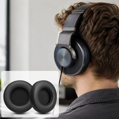 Replacement Ear Pads for AKG Audio K52 K72 K92 M220 K240 K241 K242 K271 K272 K340 K550 K551 K553 MKII MK2 Headphones, Protein Leather Earpads Cushions with Memory Foam, 1 Pair-Black - color: Black