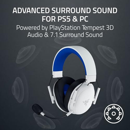 Razer BlackShark V3 X HyperSpeed Wireless PS5 Gaming Headset, White | 50mm Drivers, Cardioid Mic, 2.4 GHz, Bluetooth, Works with PC, Mac, Nintendo Switch, Smartphone, 70 Hr Battery - color: White, style: PS5