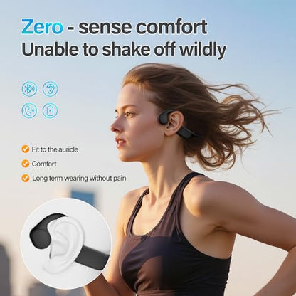 Bluetooth 5.4 Bone Conduction Headphones - IPX5 Waterproof, Open Ear Wireless Sport Earphones with Mic, Ultra-Lightweight for Running, Cycling, Workout & Gym，Gift