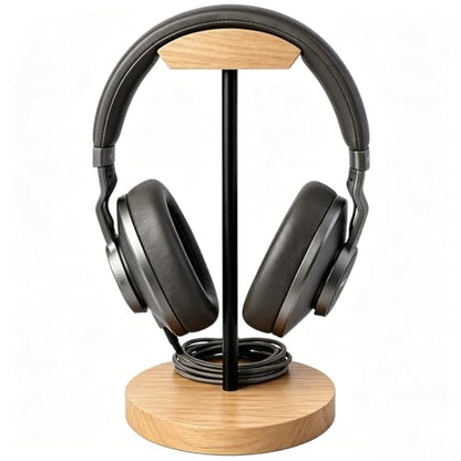 Headphone Stand Nature Wood & Metal Headset Hanger Mount Hook Gaming Holder Desktop Earphone Artful Functional Craftmanship Stand for All Headsets with Solid Wooden Base - style: Bamboo