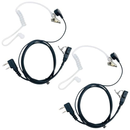 Walkie Talkie Earpiece with Mic PTT 2 Pin Air Acoustic Tube Earpiece Headset Compatible with Baofeng UV-5R Retevis H-777 RT21 RT22 Arcshell AR-5 Two Way Radios (2 Pack)