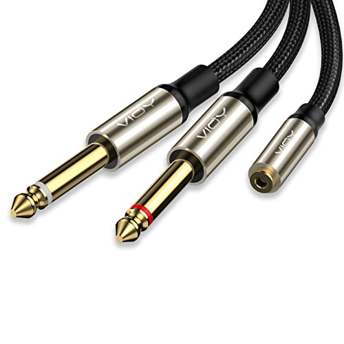 VIOY 3.5 mm TRS to Dual 1/4 Inch TS Audio Y Splitter Cable 3 FT - size: 3 ft