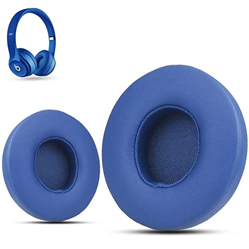 Krone Kalpasmos Earpad Replacement for Beats Solo 2 & 3 Wireless/Wired Headphone, Ear Cushion Premium Protein Leather Memory Foam with Kits, Superb Comfortable Easy to Install – Blue - color: Blue