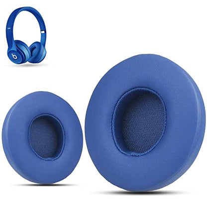 Krone Kalpasmos Earpad Replacement for Beats Solo 2 & 3 Wireless/Wired Headphone, Ear Cushion Premium Protein Leather Memory Foam with Kits, Superb Comfortable Easy to Install – Blue - color: Blue