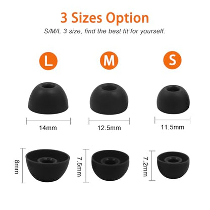 6 Pairs Replacement Silicone Ear Tips Compatible with Beats Studio Buds/Fit Pro/Studio Buds +, Silicone Earbuds Eartips Buds Cover Set for Beat Studio Buds (Black Without Pen) - color: Black without Pen
