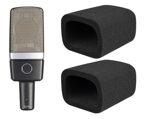 SOULWIT 2Pcs Pop Filter for AKG C214(C214d1) - Black | Windscreen for AKG Pro Audio C214(C214d1) Large-Diaphragm Condenser Microphone