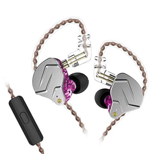 KZ ZSN Pro Dual Drivers 1BA 1DD in Ear Earphones HiFi Power Bass Earbuds Headphones High Clarity Sound Wired Earphones with Detachable Cable for Audiophile Musician - color: ZSN Pro-purple, size: With Mic