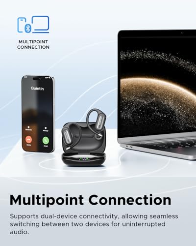 truefree DS1 Open-Ear Headphones, Bluetooth 6.0 Wireless Earbuds | Ear Hooks, Spatial Sound, 4 Mics Clear Calls, 40H Playtime, Multipoint Connection, IPX5-Rated for Sports, Snug Fit