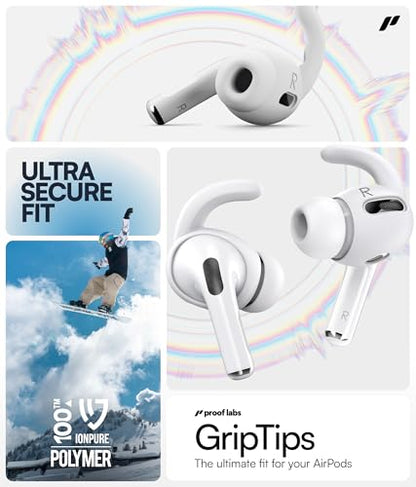 Proof Labs 3 Pairs for AirPods Pro 1st Gen Ear Hooks Covers [Added Storage Pouch] Anti Slip Ear Tips Accessories Compatible with Apple AirPods Pro Generation 1 (White)