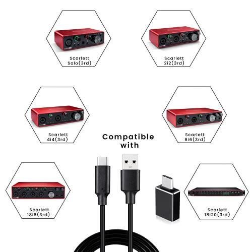 USB C Cable for Focusrite Scarlett Solo 3rd 4th Gen, Scarlett 2i2 3rd Gen - style: Glossy