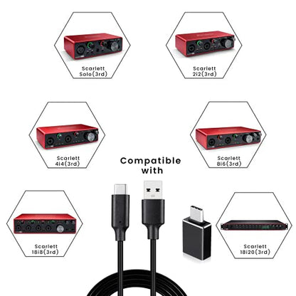USB C Cable for Focusrite Scarlett Solo 3rd 4th Gen, Scarlett 2i2 3rd Gen - style: Glossy