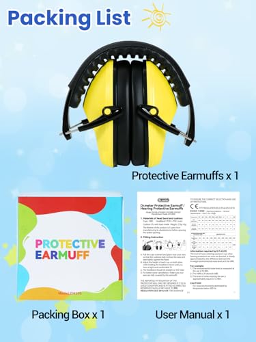 Dr.meter Noise Cancelling Headphones for Kids, Toddler Ear Protection Muffs | Kids Ear Protection Earmuffs For Concerts, Fireworks And Monster Truck Shows; Helps Reduce Noise In Loud Settings - color: Yellow