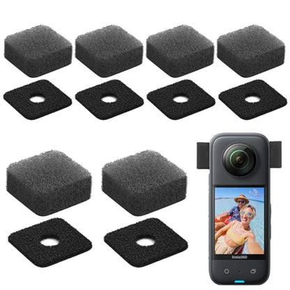 Microphone Wind Muff for Insta360 X3 X4, 6PCS Anti-Noise Sponge Cushion for Camera Enhancement of Sound Quality