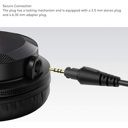 Headphone Cable Replacement, 3.5mm to 6.35mm Adapter with Locking Mechanism, for HDJ CUE1BT HDJ X5 HDJ X7 HDJ S7 Headphones