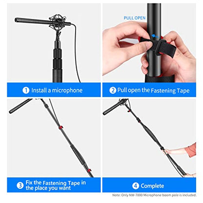 NEEWER NW-7000 Microphone Boom Arm | 3 Section, Extendable Handheld Mic Arm, 3/8" & 3/8" to 5/8" Screw Adapter, 3ft to 8ft Adjustable Length, Auxiliary - style: ST-NW-7000