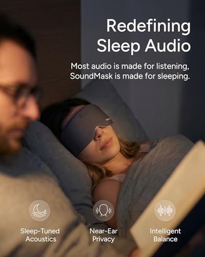 Sleenova SoundMask - Sleep Mask with Built-in Tuned Sleep Audio, Side Sleeper Optimized, Phone-Free Sleep & Nap, Bluetooth Modes, Soft Black - color: Black