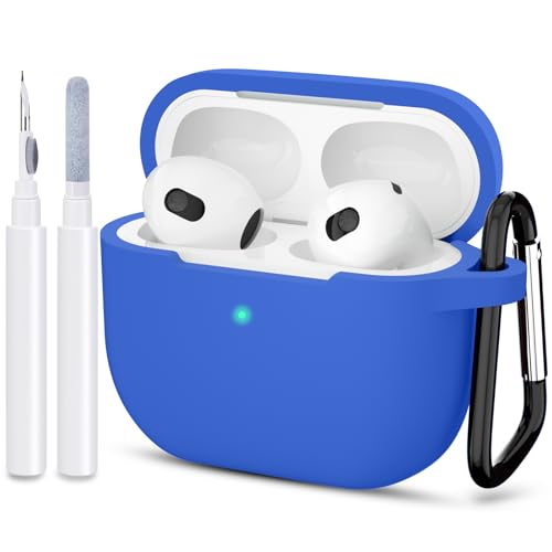 Compatible with AirPods 3 Case, Protective Silicone Cover for AirPods 3rd Generation Case 2021, Wireless Charging - Blue - color: C-Blue